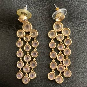 Kate Spade Gold Tone Chandelier Earrings w/Rose Tint